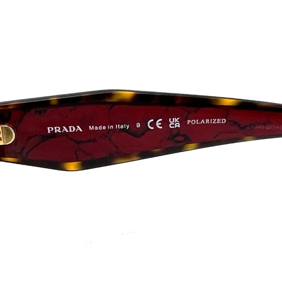 NIB $440 Womens PRADA Sunglasses 2AU5Y1 Tortoise Shell Red Marble Polarized 52mm - Picture 7 of 11